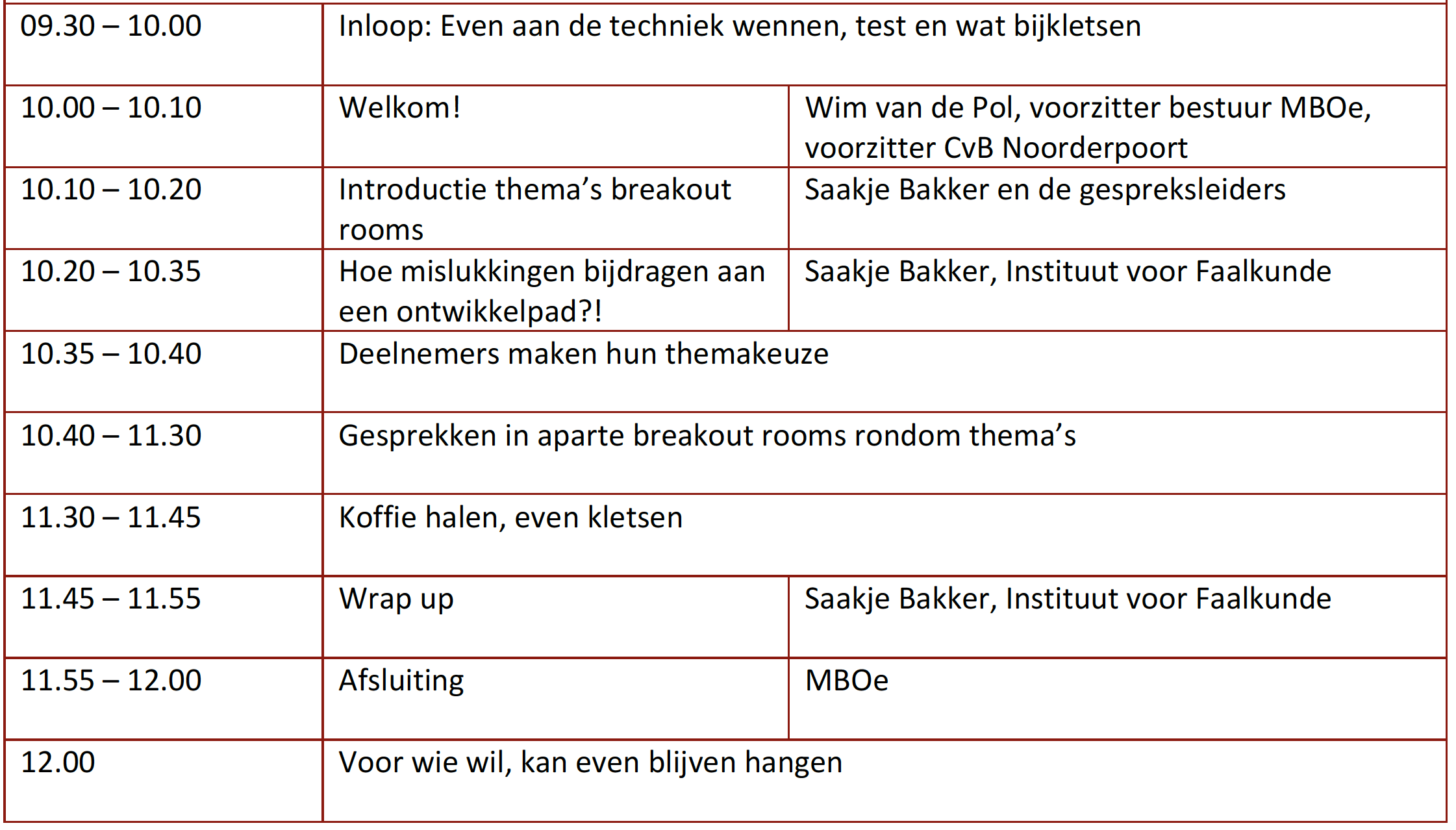 programma van de online sessie op dinsdagochtend 27 oktober online